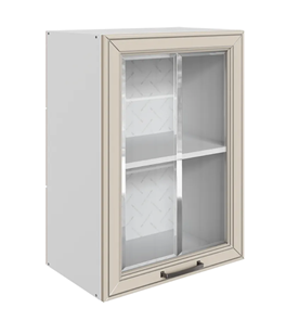 Шкаф на кухню Атланта L500 Н720 (1 дв. рам.) эмаль (белый/сливки патина платина) в Миассе