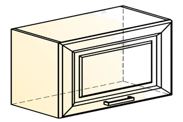 Шкаф на кухню Атланта L600 Н360 (1 дв. гл.) эмаль (белый/белый глянец патина золото) в Миассе - предосмотр 1