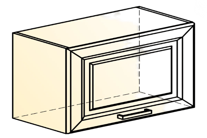 Шкаф на кухню Атланта L600 Н360 (1 дв. гл.) эмаль (белый/белый глянец патина золото) в Миассе - изображение 1