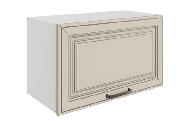 Кухонный шкаф Атланта L600 Н360 (1 дв. гл.) эмаль (белый/сливки патина платина) в Челябинске - изображение