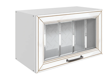 Кухонный шкаф Атланта L600 Н360 (1 дв. рам.) эмаль (белый/белый глянец патина золото) в Челябинске