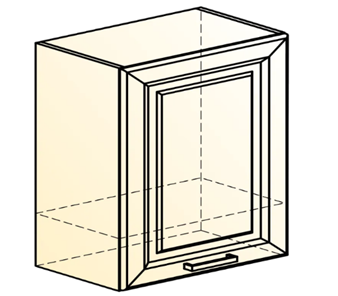 Шкаф навесной Атланта L600 Н566 (1 дв. гл.) эмаль (белый/белый глянец патина золото) в Миассе - предосмотр 1