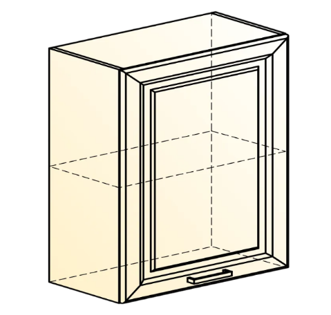 Шкаф кухонный Атланта L600 Н720 (1 дв. гл.) эмаль (белый/белый глянец патина золото) в Челябинске - изображение 1