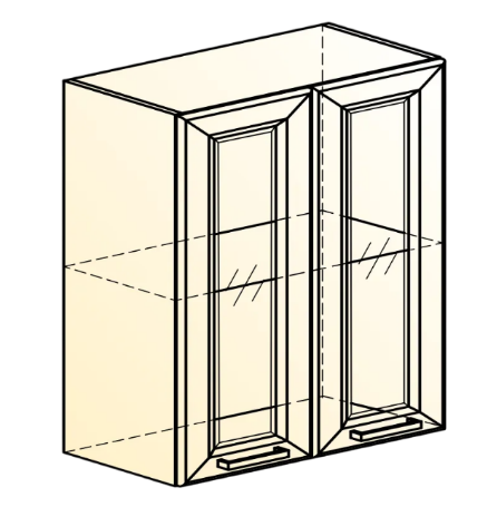 Шкаф кухонный Атланта L600 Н720 (2 дв. рам.) эмаль (белый/белый глянец патина золото) в Челябинске - изображение 1