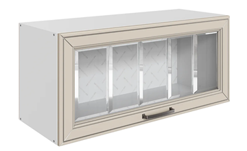 Шкаф на кухню Атланта L800 Н360 (1 дв. рам.) эмаль (белый/сливки патина платина) в Миассе