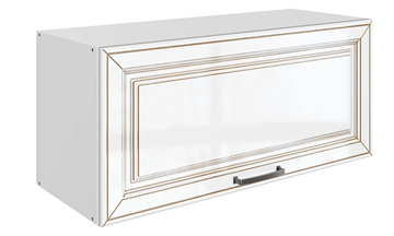 Кухонный навесной шкаф Атланта L800 Н360 (1 дв. гл.) эмаль (белый/белый глянец патина золото) в Челябинске - предосмотр