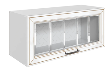 Кухонный шкаф Атланта L800 Н360 (1 дв. рам.) эмаль (белый/белый глянец патина золото) в Челябинске