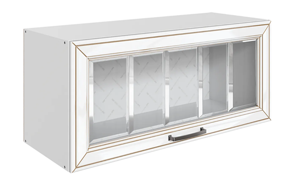 Кухонный шкаф Атланта L800 Н360 (1 дв. рам.) эмаль (белый/белый глянец патина золото) в Челябинске - изображение