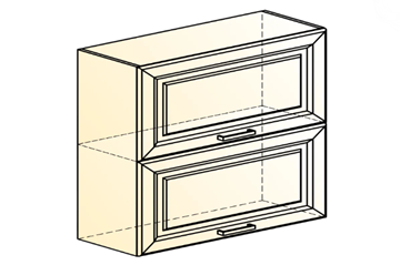 Кухонный шкаф Атланта L800 Н720 (2 дв. гл. гориз.) эмаль (белый/белый глянец патина золото) в Челябинске - предосмотр 1