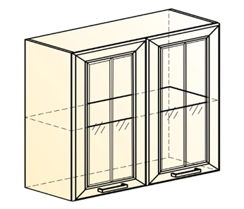 Шкаф на кухню Атланта L800 Н720 (2 дв. рам.) эмаль (белый/белый глянец патина золото) в Копейске - предосмотр 1