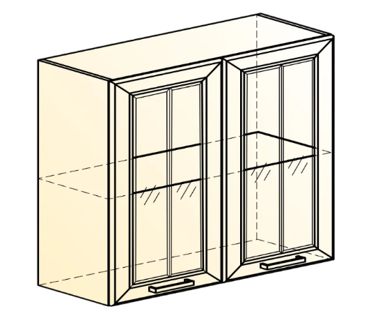 Шкаф на кухню Атланта L800 Н720 (2 дв. рам.) эмаль (белый/белый глянец патина золото) в Копейске - изображение 1