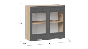 Кухонный навесной шкаф Долорес 1В8С (Дуб крафт золотой/Титан) в Копейске - предосмотр 1