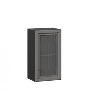Шкаф навесной Джелатто 400 со стеклом ЛД 241.320.000.144, Черный/Оникс серый в Копейске