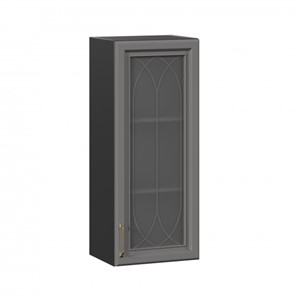 Шкаф навесной Джелатто 400 высокий со стеклом ЛД 241.420.000.152, Черный/Оникс серый в Магнитогорске