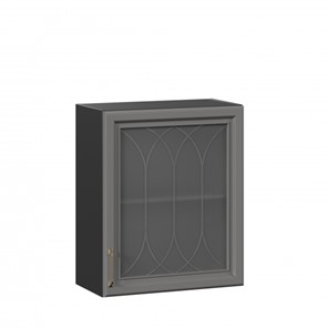 Навесной шкаф Джелатто 600 со стеклом ЛД 241.350.000.147, Черный/Оникс серый в Миассе