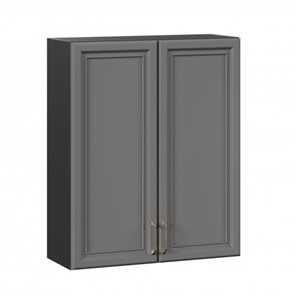Навесной кухонный шкаф Джелатто 800 высокий ЛД 241.460.000.155, Черный/Оникс серый в Челябинске