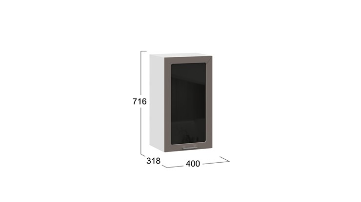 Кухонный навесной шкаф Габриэлла 1В4С (Белый/Муссон) в Миассе - изображение 2