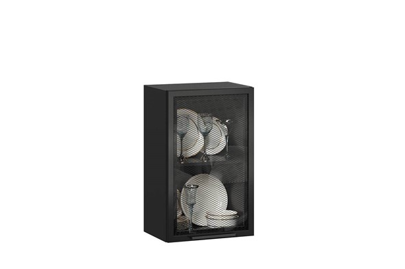 Настенный шкаф Герда 450 стекло 279.330.000.092 (Чёрный/Чёрный) в Челябинске - изображение