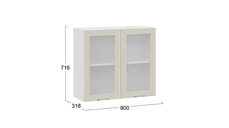 Шкаф навесной Кимберли 1В8С (Белый, Крем) в Миассе - изображение 2