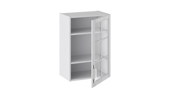 Навесной шкаф Прованс (Белый глянец/Санторини светлый) со стеклом В_72-50_1ДРс в Миассе - предосмотр 1
