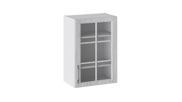 Навесной шкаф Прованс (Белый глянец/Санторини светлый) со стеклом В_72-50_1ДРс в Миассе - предосмотр