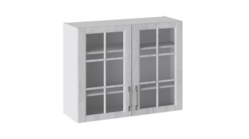 Кухонный шкаф Прованс (Белый глянец/Санторини светлый) со стеклом В_72-90_2ДРс в Магнитогорске