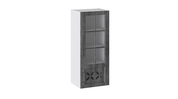 Навесной кухонный шкаф Прованс (Белый глянец/Санторини темный) cо стеклом правый В_96-40_1ДРДс(R) в Златоусте
