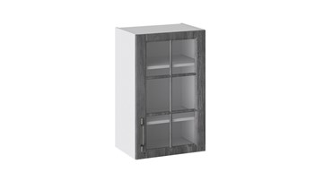Кухонный шкаф Прованс (Белый глянец/Санторини темный) со стеклом В_72-45_1ДРс в Миассе