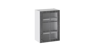 Кухонный шкаф Прованс (Белый глянец/Санторини темный) со стеклом В_72-50_1ДРс в Миассе