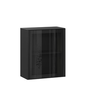 Настенный шкаф со стеклом 600 Индиго ЛД 298.350.000.063, Чёрный/Чёрный в Копейске
