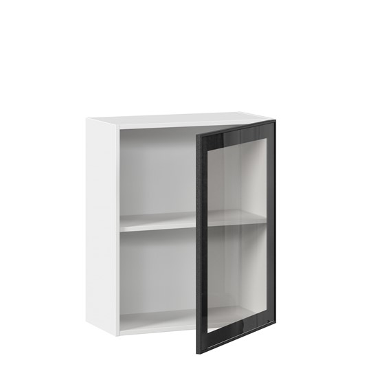 Кухонный шкаф со стеклом 600 Индиго ЛД 298.350.000.105, Белый/Чёрный в Миассе - изображение 1