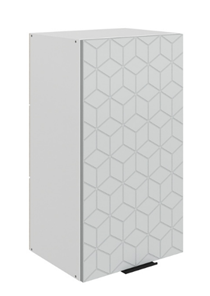 Навесной кухонный шкаф Стоун L400 Н720 (1 дв. гл.) с фрезировкой (белый/лайт грей софттач) в Челябинске - предосмотр