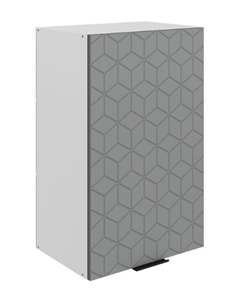 Навесной кухонный шкаф Стоун L450 Н720 (1 дв. гл.) с фрезировкой (белый/оникс софттач) в Челябинске - предосмотр