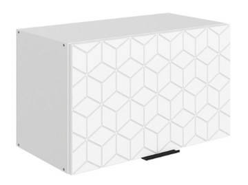 Шкаф навесной Стоун L600 Н360 (1 дв. гл.) с фрезировкой (белый/джелато софттач) в Миассе