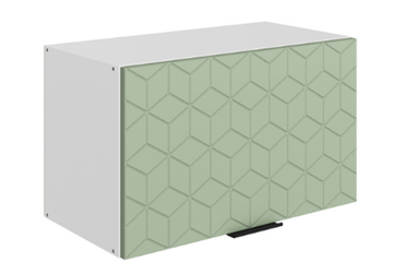 Кухонный навесной шкаф Стоун L600 Н360 (1 дв. гл.) с фрезировкой (белый/полынь софттач) в Миассе