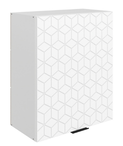 Кухонный навесной шкаф Стоун L600 Н720 (1 дв. гл.) с фрезировкой (белый/джелато софттач) в Копейске