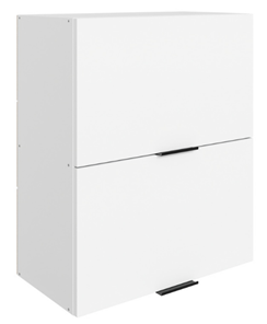 Кухонный навесной шкаф Стоун L600 Н720 (2 дв. гл. гориз.) (белый/джелато софттач) в Миассе