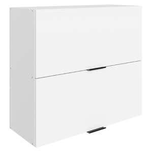 Навесной кухонный шкаф Стоун L800 Н720 (2 дв. гл. гориз.) (белый/джелато софттач) в Миассе