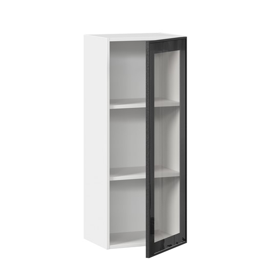 Навесной шкаф высокий со стеклом 400 Индиго ЛД 298.420.000.026, Белый/Чёрный в Миассе - изображение 1