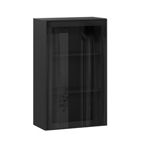 Шкаф настенный высокий со стеклом 600 Индиго ЛД 298.450.000.170, Чёрный/Чёрный в Магнитогорске