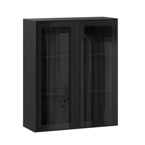 Шкаф на кухню высокий со стеклом 800 Индиго ЛД 298.460.000.156, Чёрный/Чёрный в Миассе