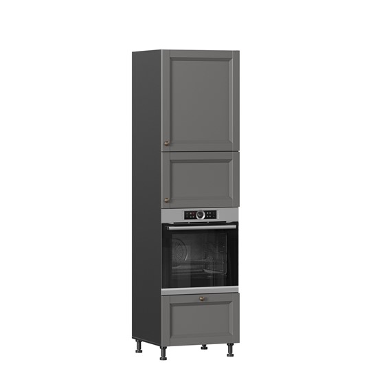 Шкаф-пенал кухонный для посуды Амели-3 600 с 4 дверями ЛД 299.470.000.054, Черный/Оникс серый в Челябинске - изображение 6