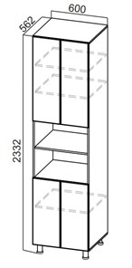 Распашной шкаф-пенал Стайл, П600(2332), МДФ в Миассе - предосмотр