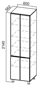 Распашной шкаф-пенал Стайл, П600г(2140), МДФ в Миассе