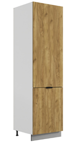 Шкаф-пенал Стоун L600 под холодильник (2 дв.гл.) (белый/акация светлая) в Копейске