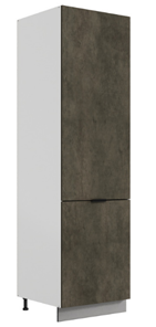 Шкаф-пенал Стоун L600 под холодильник (2 дв.гл.) (белый/камень темно-серый) в Копейске