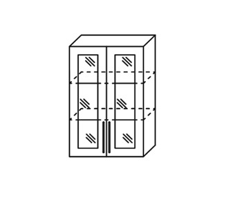 Кухонный шкаф Мыло, настенный двухдверный с полкой со вставкой из стекла 918*600*320 в Миассе - предосмотр