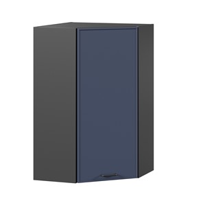 Шкаф угловой настенный высокий Индиго ЛД 298.620.000.159, Чёрный/Тёмно-синий в Челябинске