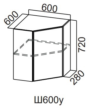 Шкаф навесной угловой Модерн New, Ш600у/720, МДФ в Магнитогорске - изображение