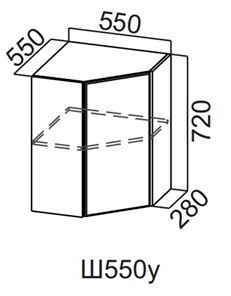 Угловой настенный шкаф Вельвет Ш550у/720 в Миассе